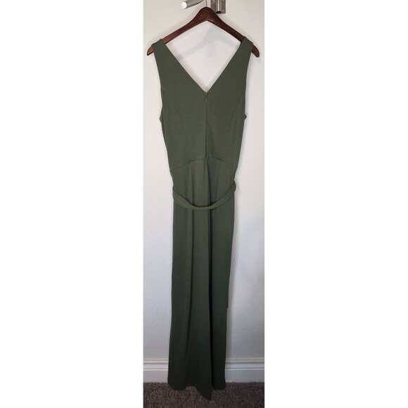 Old Navy Women’s Green Sleeveless Wide Leg Jumpsuit Size Large Belted V-Neck - Picture 3 of 16